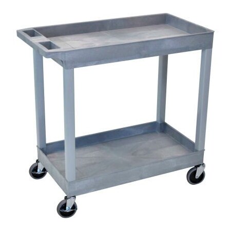 LUXOR Luxor Plastic Utility Cart w/2 Shelves, 400 lb. Capacity, 35-1/4inL x 18inW x 34-1/4inH, Gray EC11-G